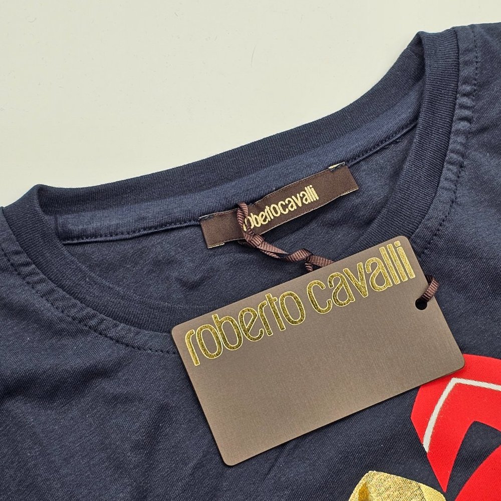 Roberto CavalliFoil Crest Graphic T-Shirt - Blue - Picture 2 of 5
